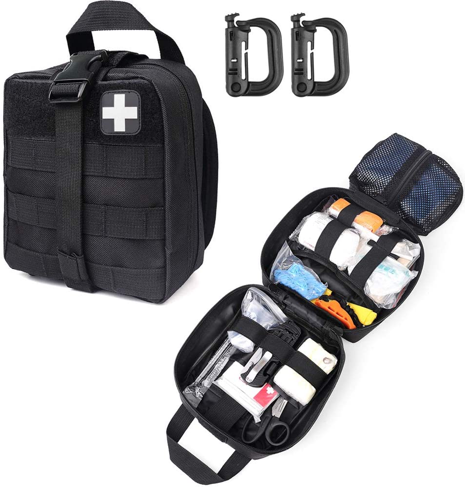 BlackTactical First Aid Tub Rog Kho Mob Hnab suav nrog Red Cross Patch