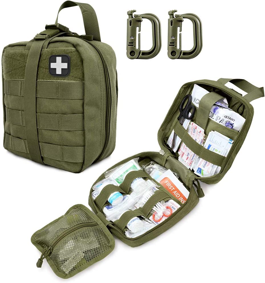 Green Tactical First Aid Military Medical Pouch suav nrog Red Cross Patch