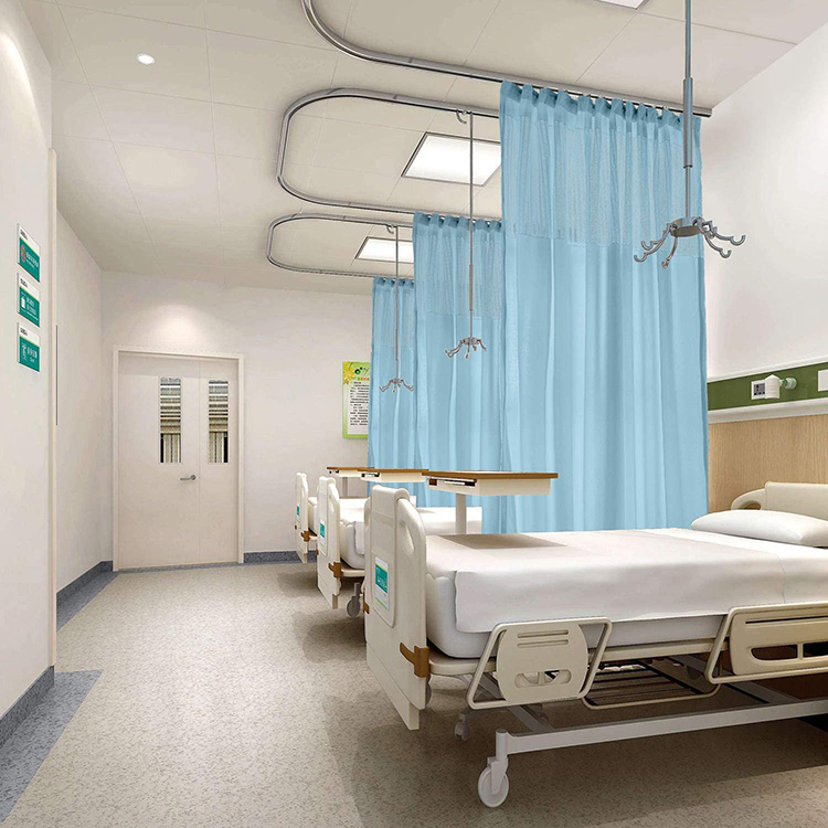 Polyester Tall Hospital Curtain nrog Flat Hooks rau Tsev Kho Mob Kho Mob hauv Tsev Kho Mob Ntiag Tug